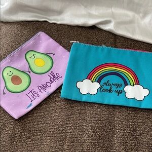 Colorful Makeup Case- Avocado and Rainbow Design